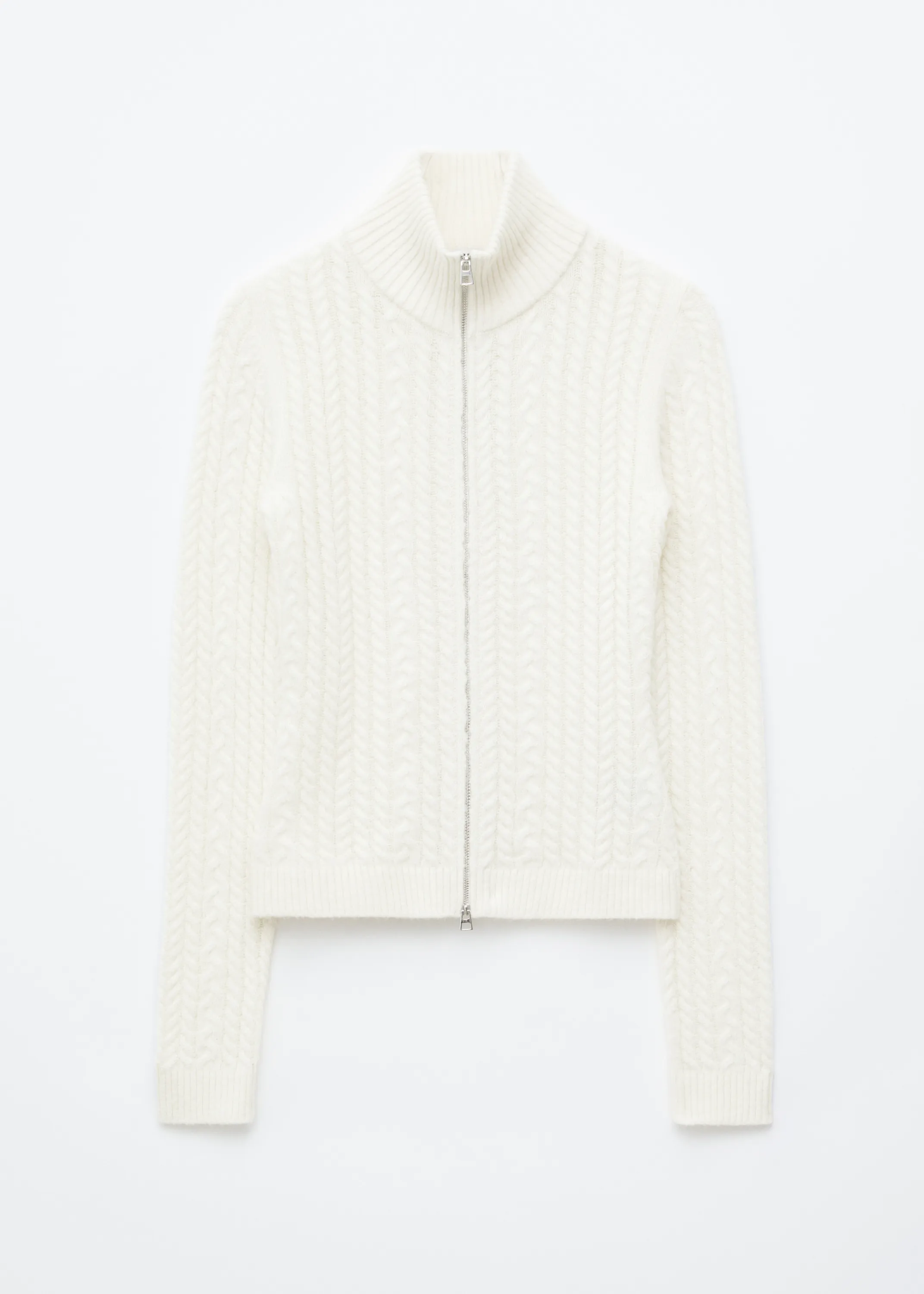 Cardigan en laine et en coton à mailles torsadées - Blanc