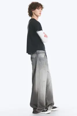 Jean baggy ample taille mi-haute unisexe Astro - Complex Grey – Gris moyen — photo 5