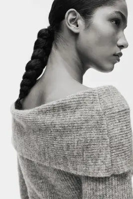 Pull épaules nues - Gris chiné — photo 3