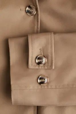 Manteau en twill avec col duveteux - Beige — photo 2