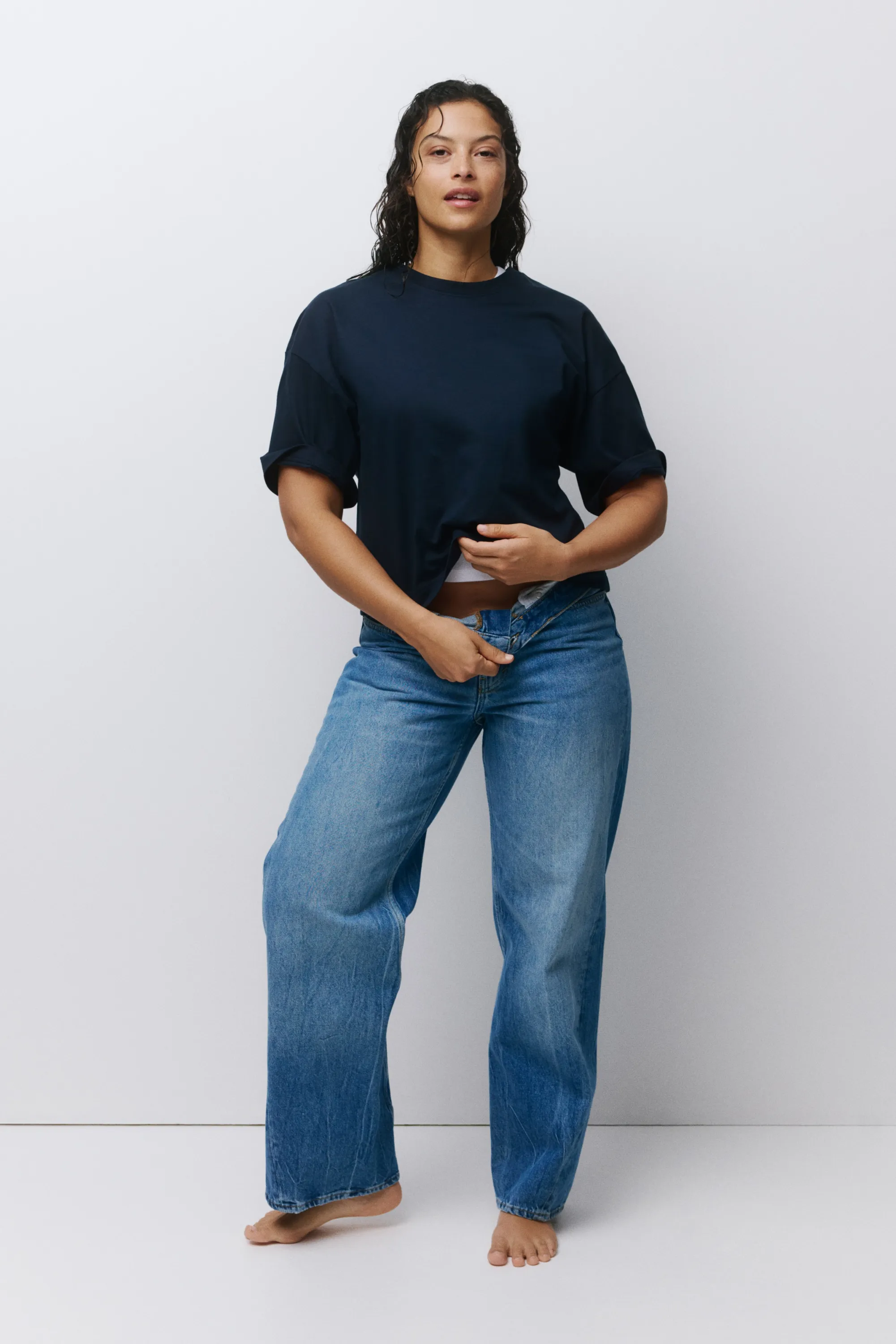 T-shirt boxy - Bleu marine
