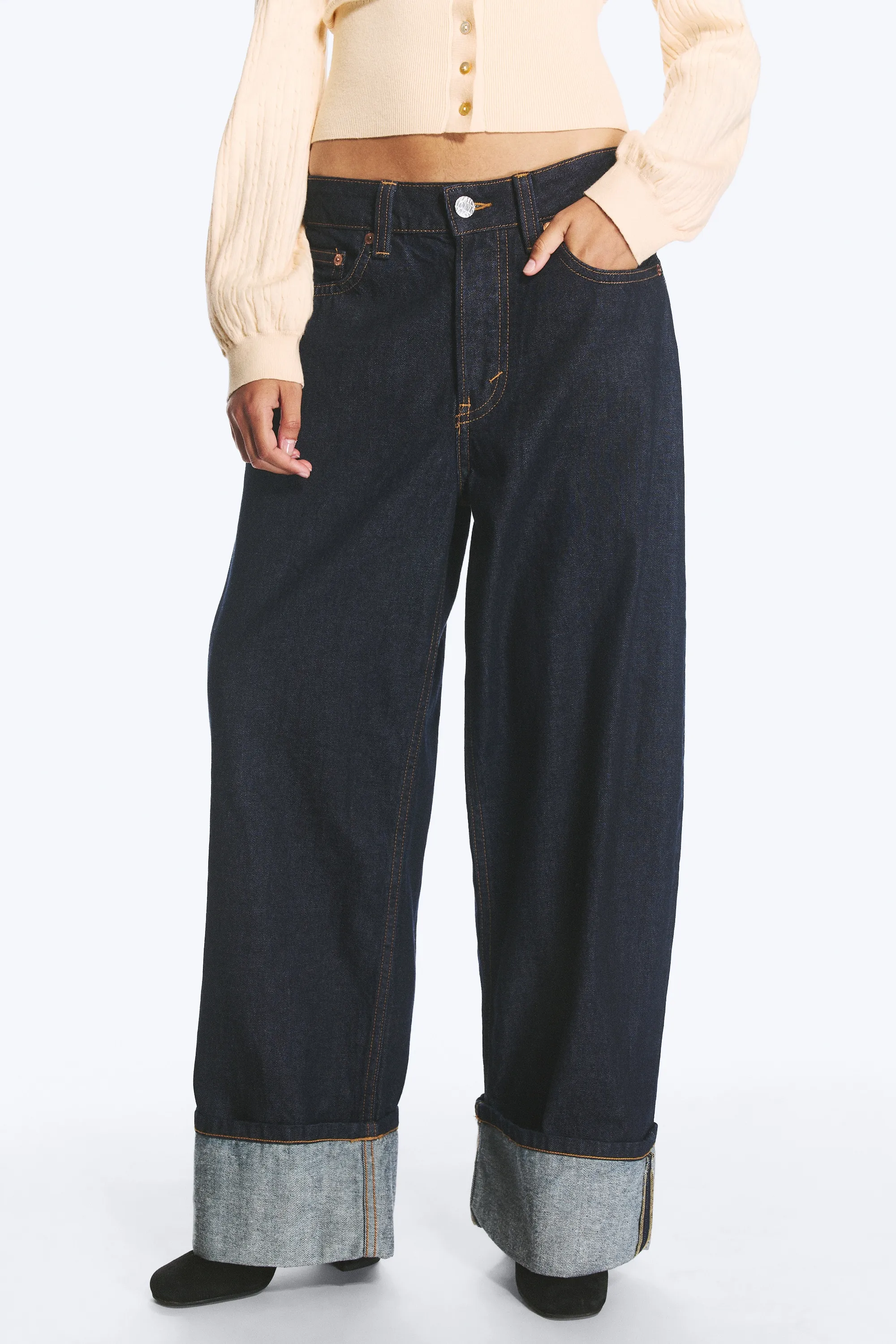 Jean baggy ample taille basse Peggy - Blue Rinse – Bleu foncé