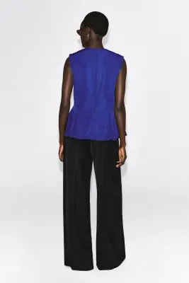TOP PÉPLUM À PLIS - BLEU COBALT — photo 4
