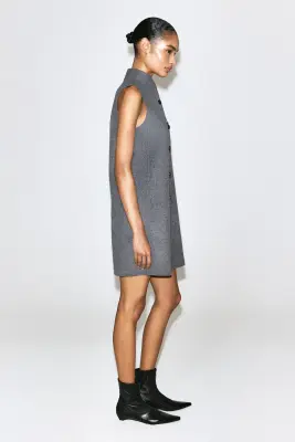 ROBE COURTE EN LAINE MÉLANGÉE DOUBLE FACE - GRIS — photo 4