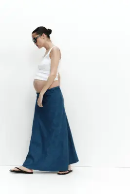 MAMA Slip skirt en satin - Bleu denim — photo 3