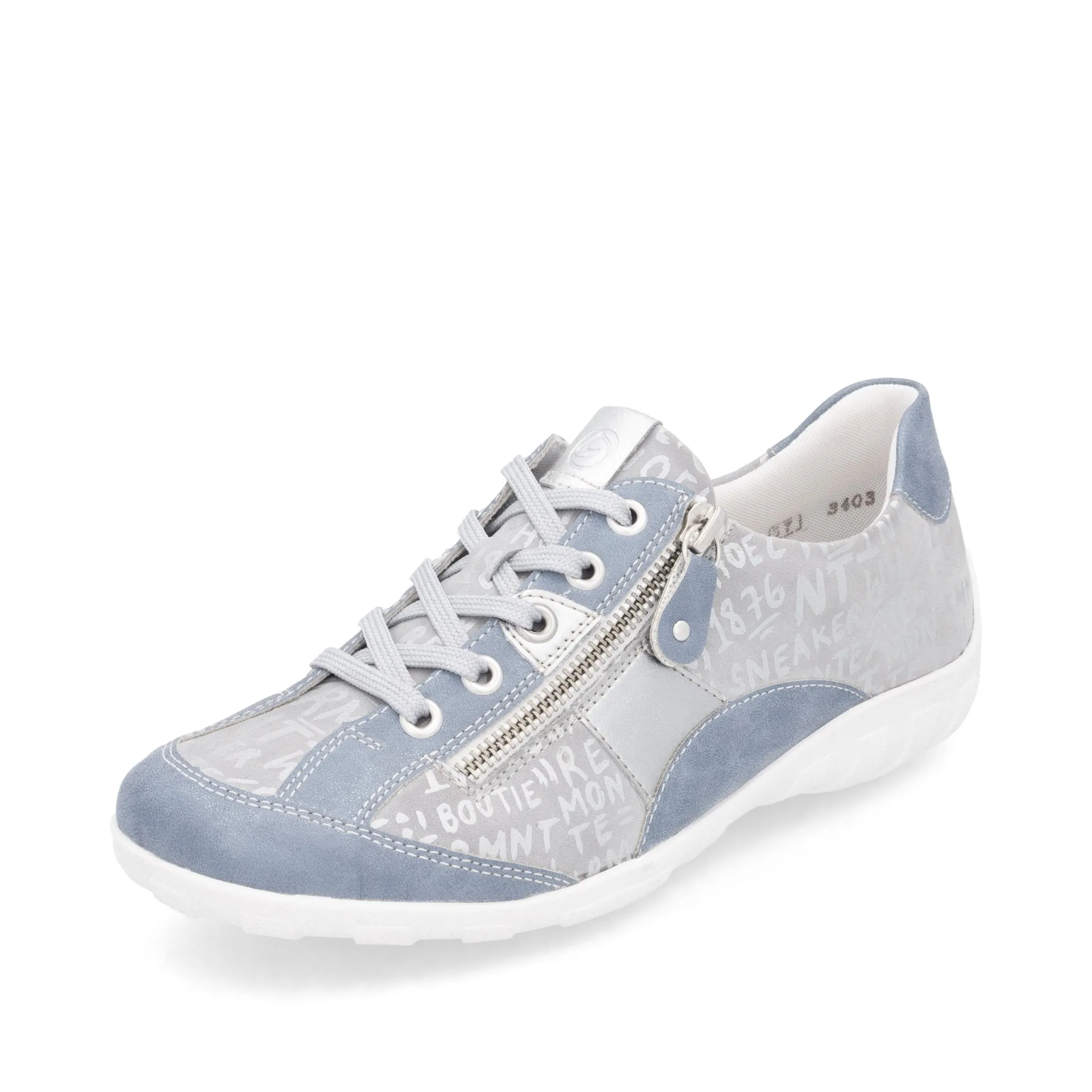 Baskets Remonte R3403-14 Bleu Ciel - Cuir Lacets Grande Pointure Femme