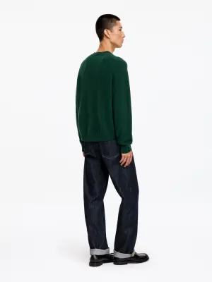 Pull en maille fine en laine - Vert foncé — photo 2