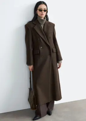 Long Wool Coat - Taupe foncé — photo 2