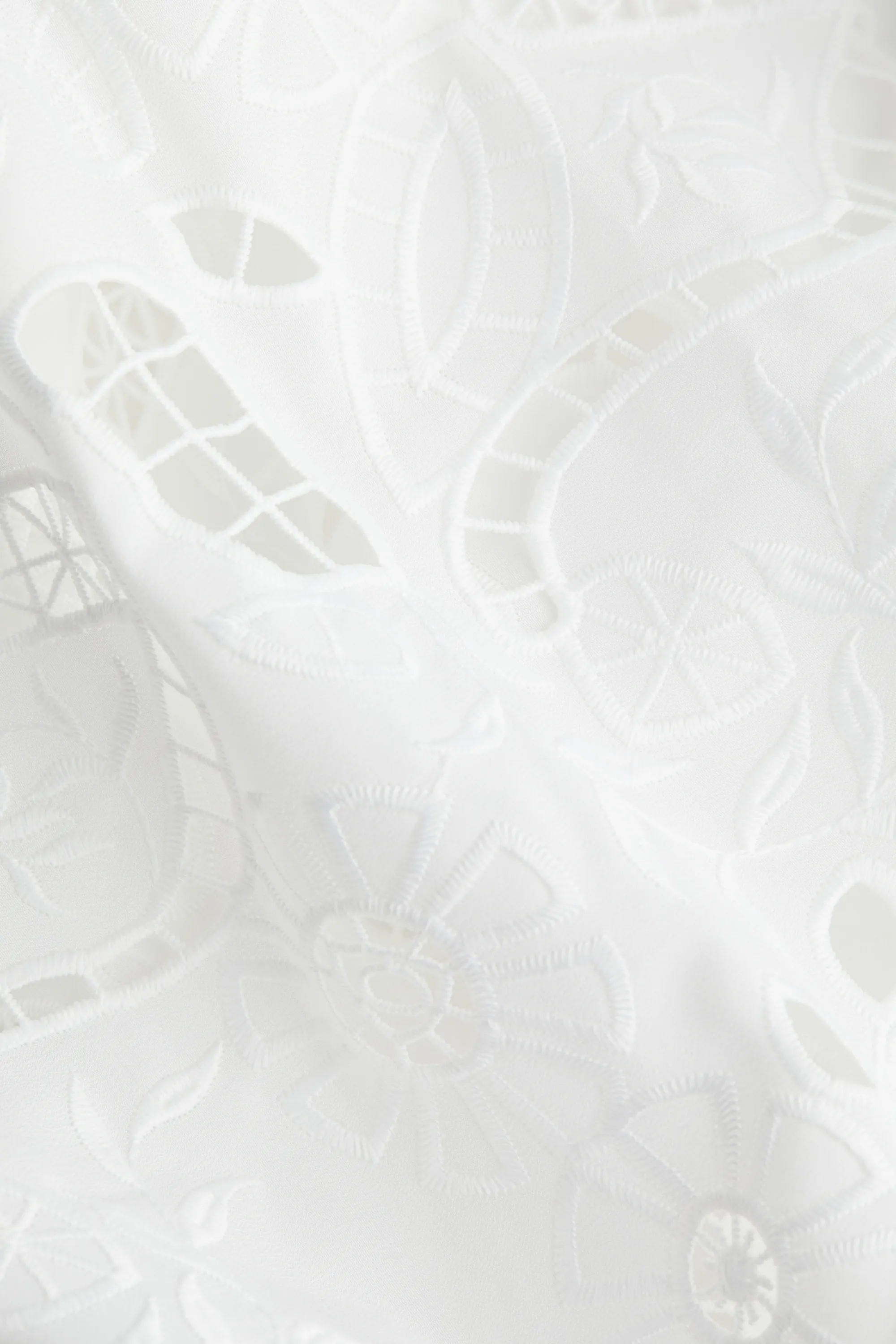 Blouse en popeline avec broderie anglaise - Blanc