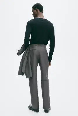 Pantalon Regular Fit en coton mélangé - Gris foncé — photo 2