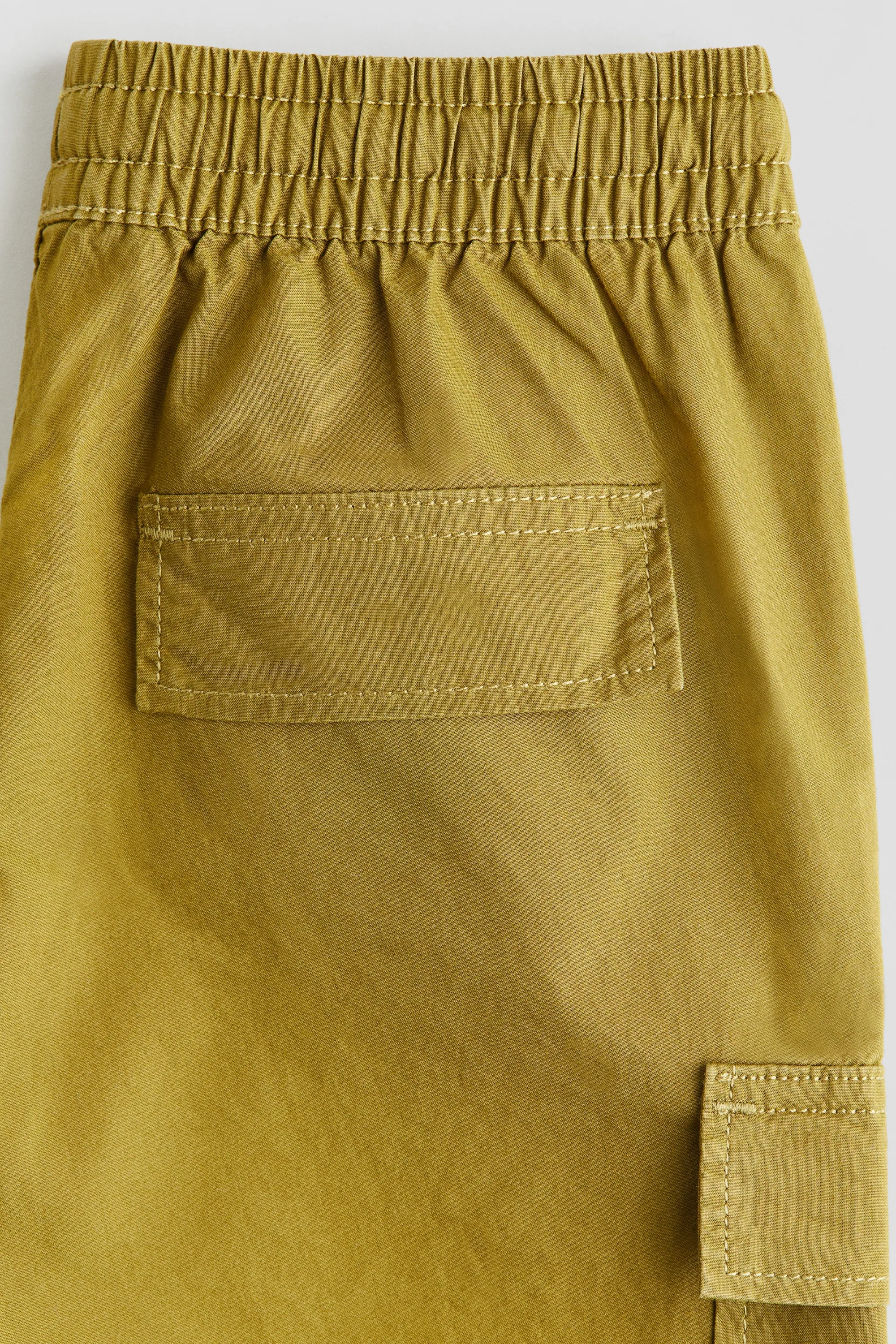Short cargo en popeline de coton - Vert kaki foncé
