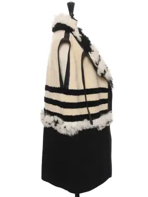 Manteau sans manche shearling en peau et cuir blanc noir Fall 2014 Prix boutique 4000€ — photo 3