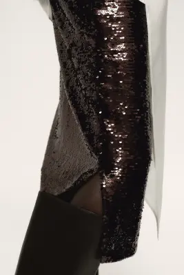 Jupe midi à sequins - Marron foncé — photo 3