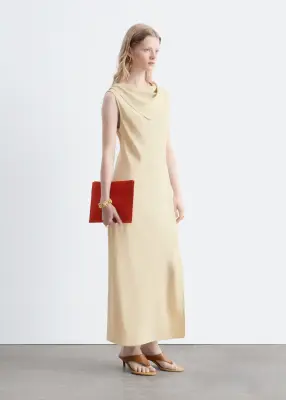 Scarf-Detail Midi Dress - Beige clair — photo 4