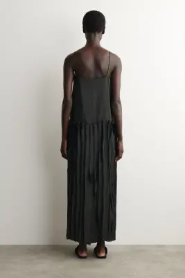 ROBE MIDI À PANNEAUX APPLIQUÉS - VERT FONCÉ — photo 3