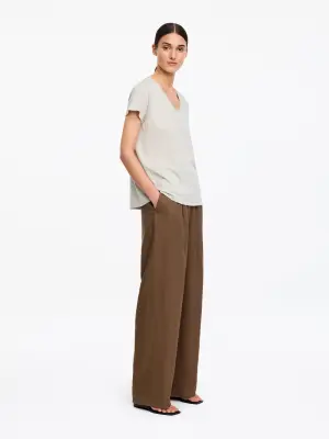 T-shirt à encolure dégagée - Taupe — photo 1