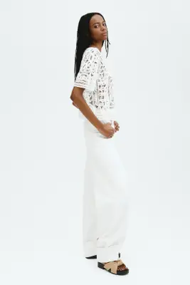 Blouse oversize façon crochet - Blanc — photo 4