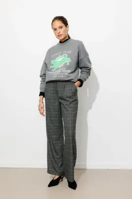 BILLY pantalon large carreaux — photo 3