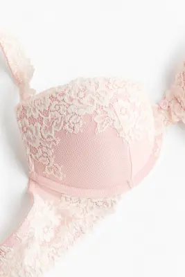 Soutien-gorge super push-up en dentelle - Rose poudré/crème — photo 4
