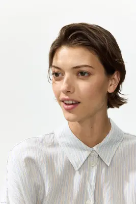 Chemise oversize - Blanc/rayures bleues — photo 4