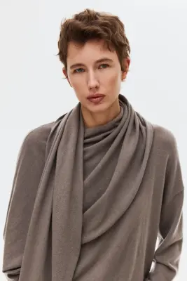 Cashmere-blend scarf-detail jumper - Taupe — photo 3