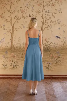 Bardot Linen Dress - Grey blue — photo 2