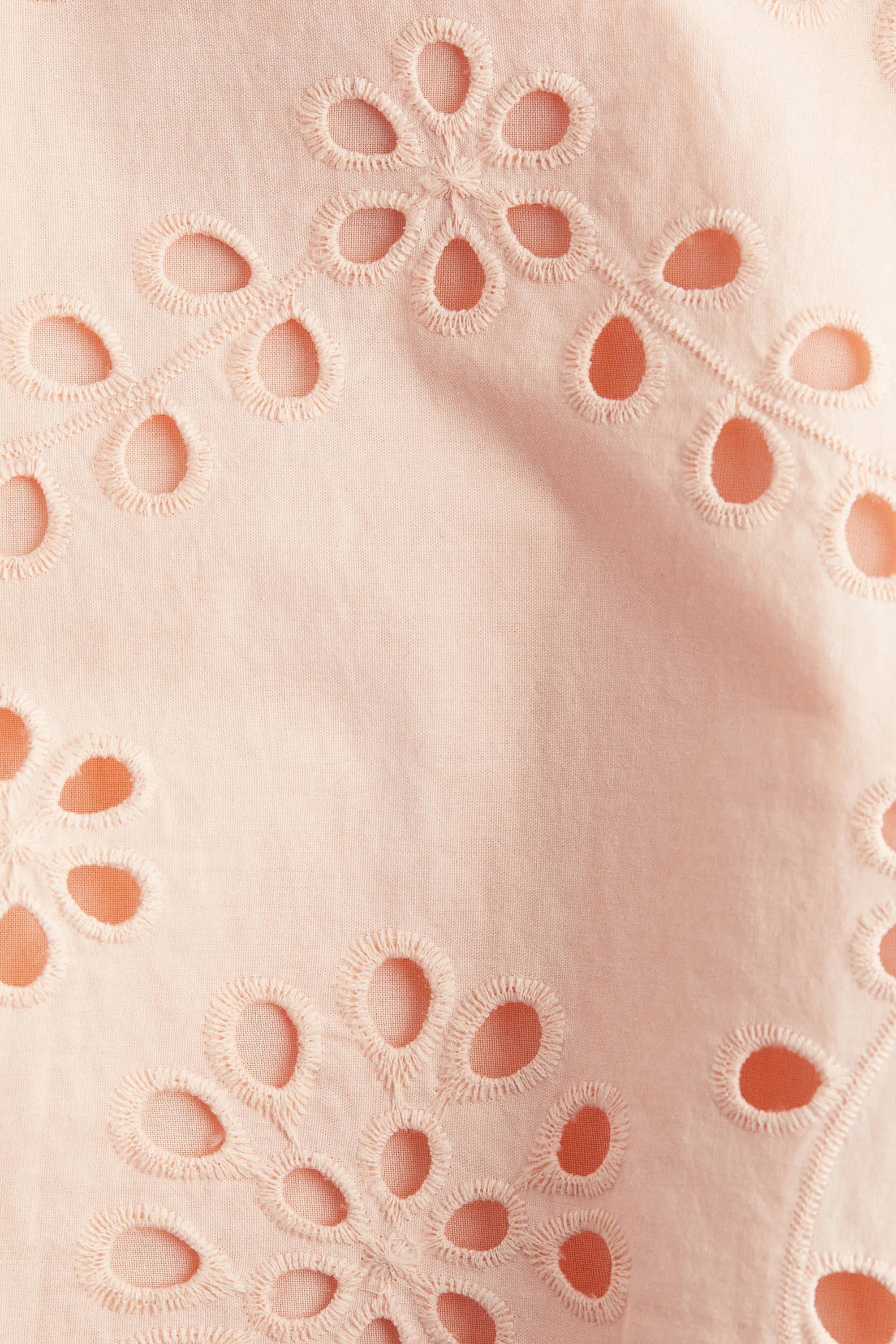 Robe en broderie anglaise avec bretelles à nouer - Rose poudré