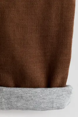 Pantalon jogger en velours côtelé avec doublure - Marron — photo 3