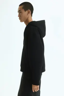 Veste à capuche zippée Loose Fit en scuba - Noir — photo 4