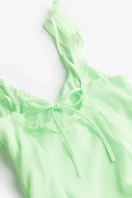 Robe volantée en mousseline - Vert clair — photo 1