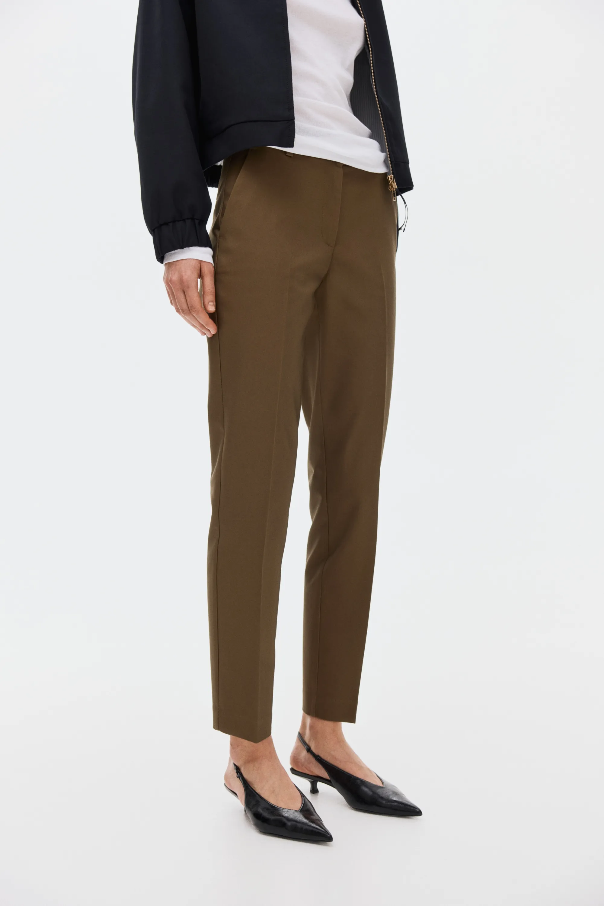 Pantalon cigarette - Vert kaki foncé