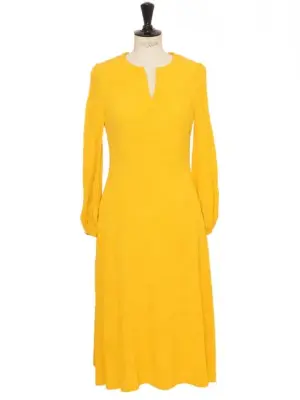 Robe manches longues en jacquard  jaune tournesol  Est. retail 1600€ Taille 34 — photo 1