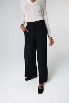 Pantalon Noir en Coton / Lin — photo 5