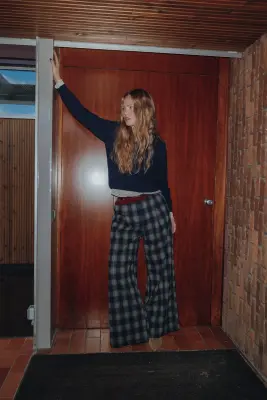 Pantalon large à carreaux — photo 2