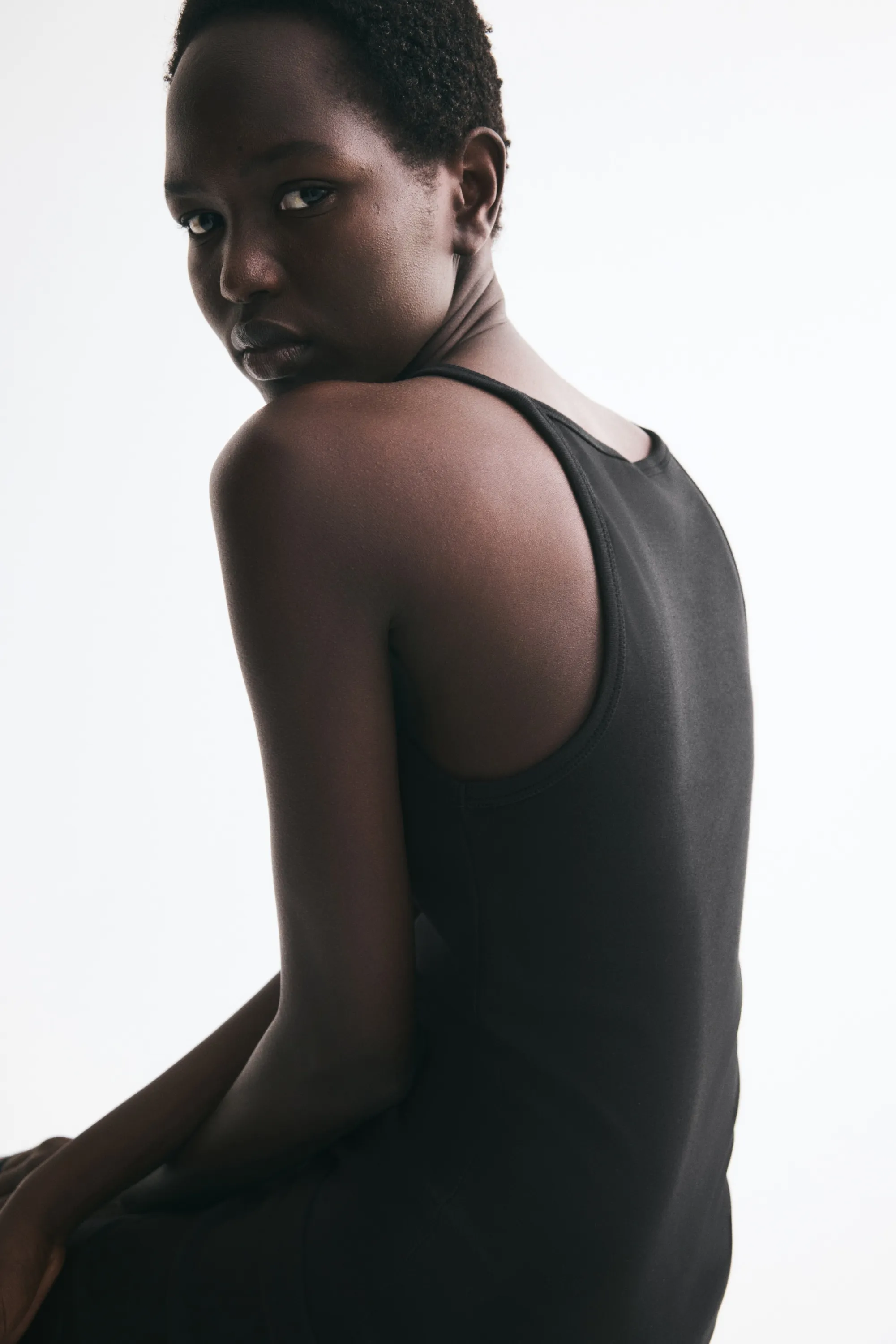 Robe moulante en coton - Noir