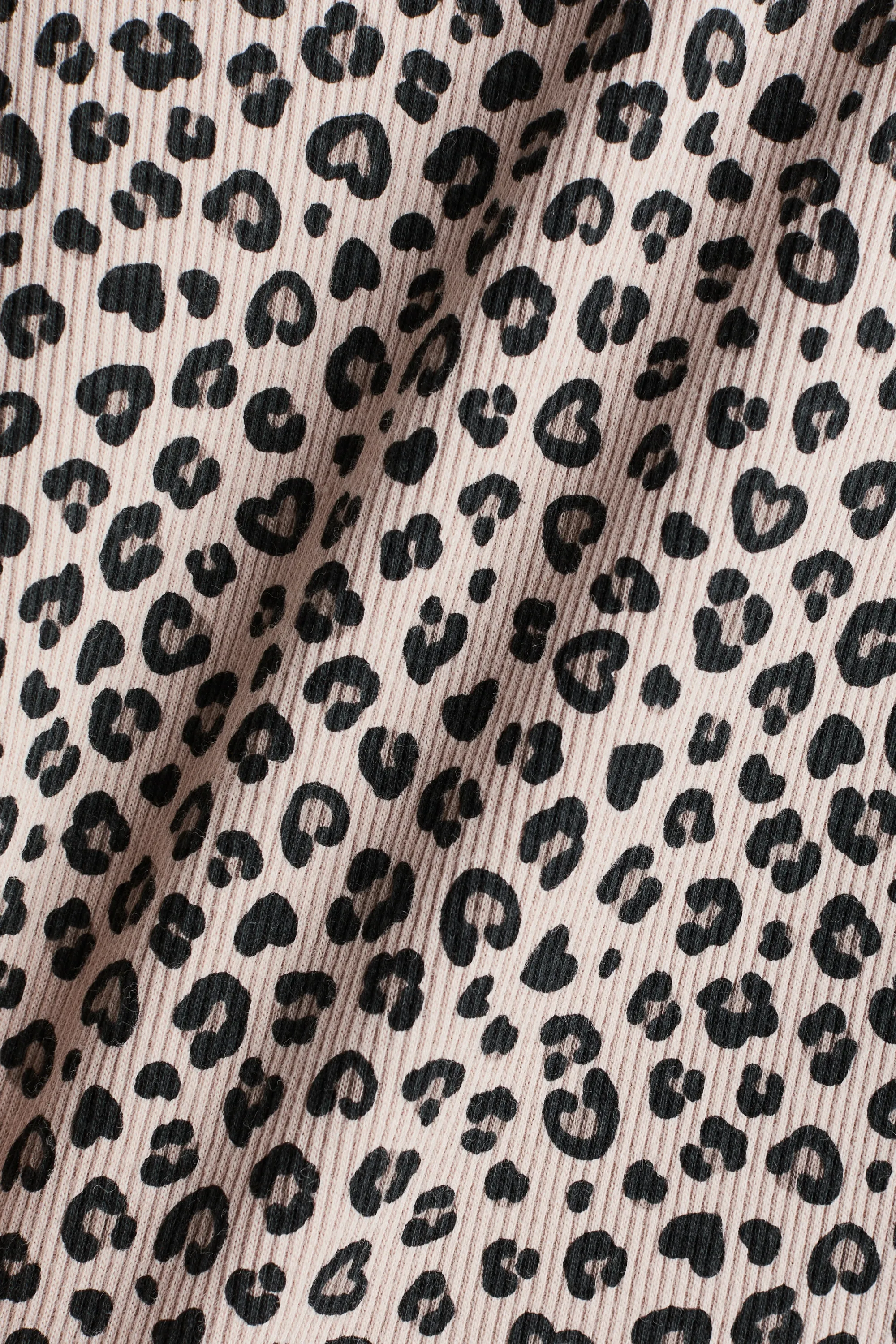 Top à volant ruché en coton - Beige clair/imprimé léopard