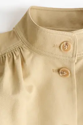 Veste à manches bouffantes en twill - Beige — photo 3