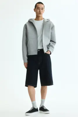 Veste à capuche zippée Loose Fit en scuba - Gris chiné — photo 2