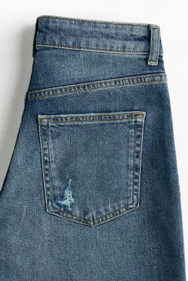 Wide High Waist Jeans - Bleu denim foncé — photo 4