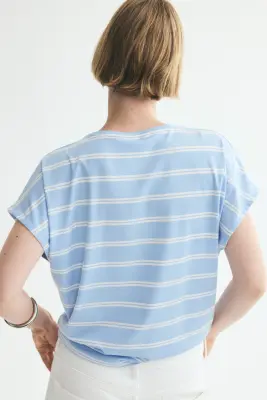 Top oversize en lyocell - Bleu clair/rayé — photo 2
