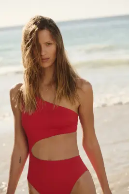 Maillot de bain asymétrique paddé - Rouge — photo 1