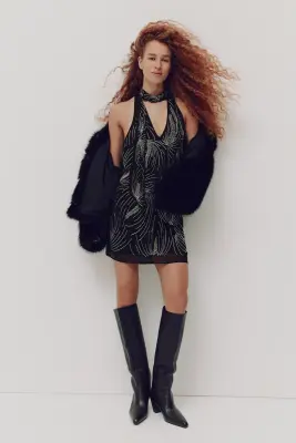 Robe dos nu ornementée - Noir — photo 1