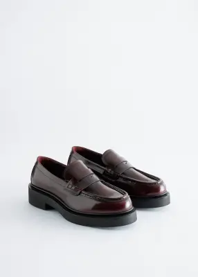 Mocassins en cuir épais - Rouge foncé — photo 2