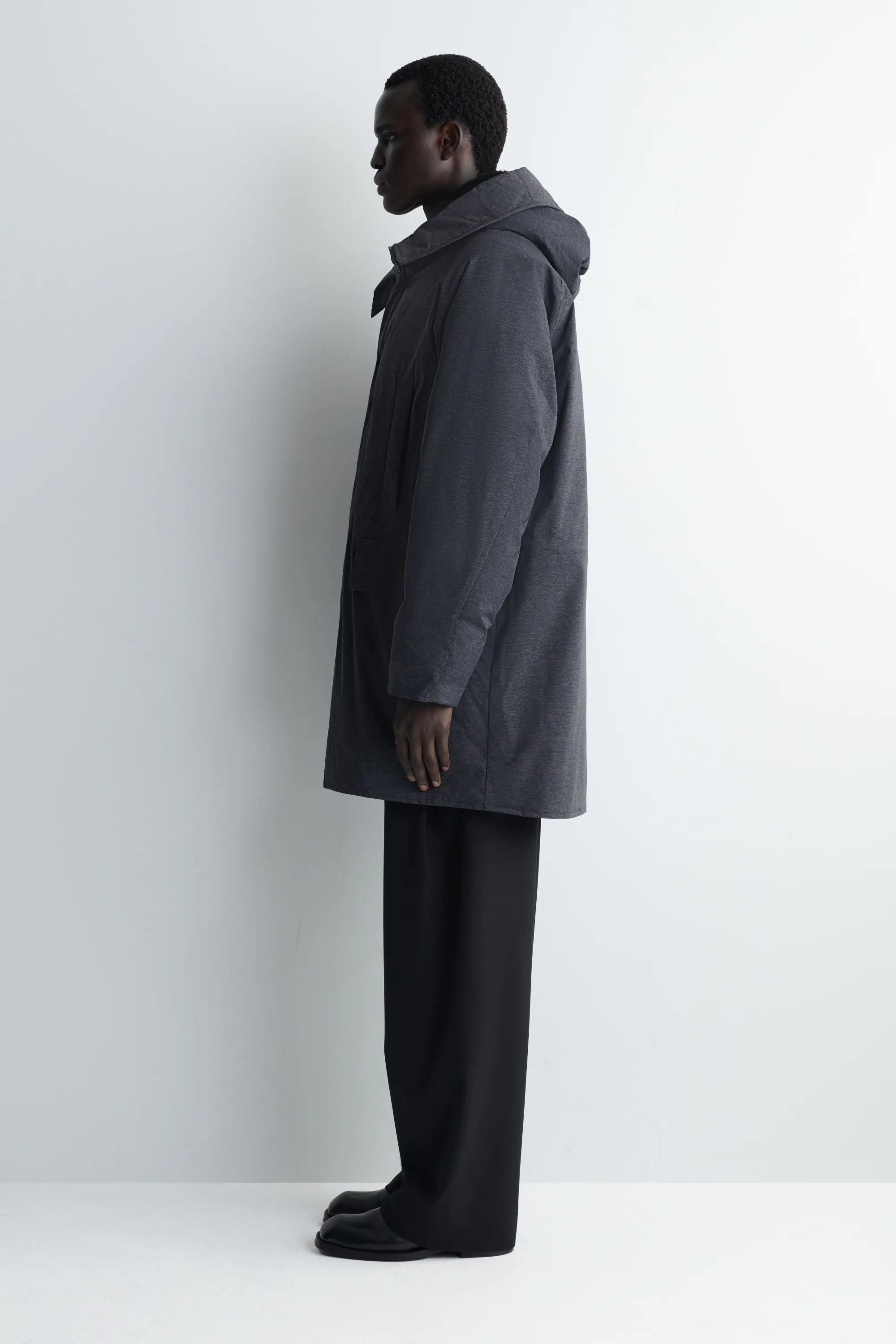 PARKA TECHNIQUE À CAPUCHE EN DUVET - GRIS FONCÉ