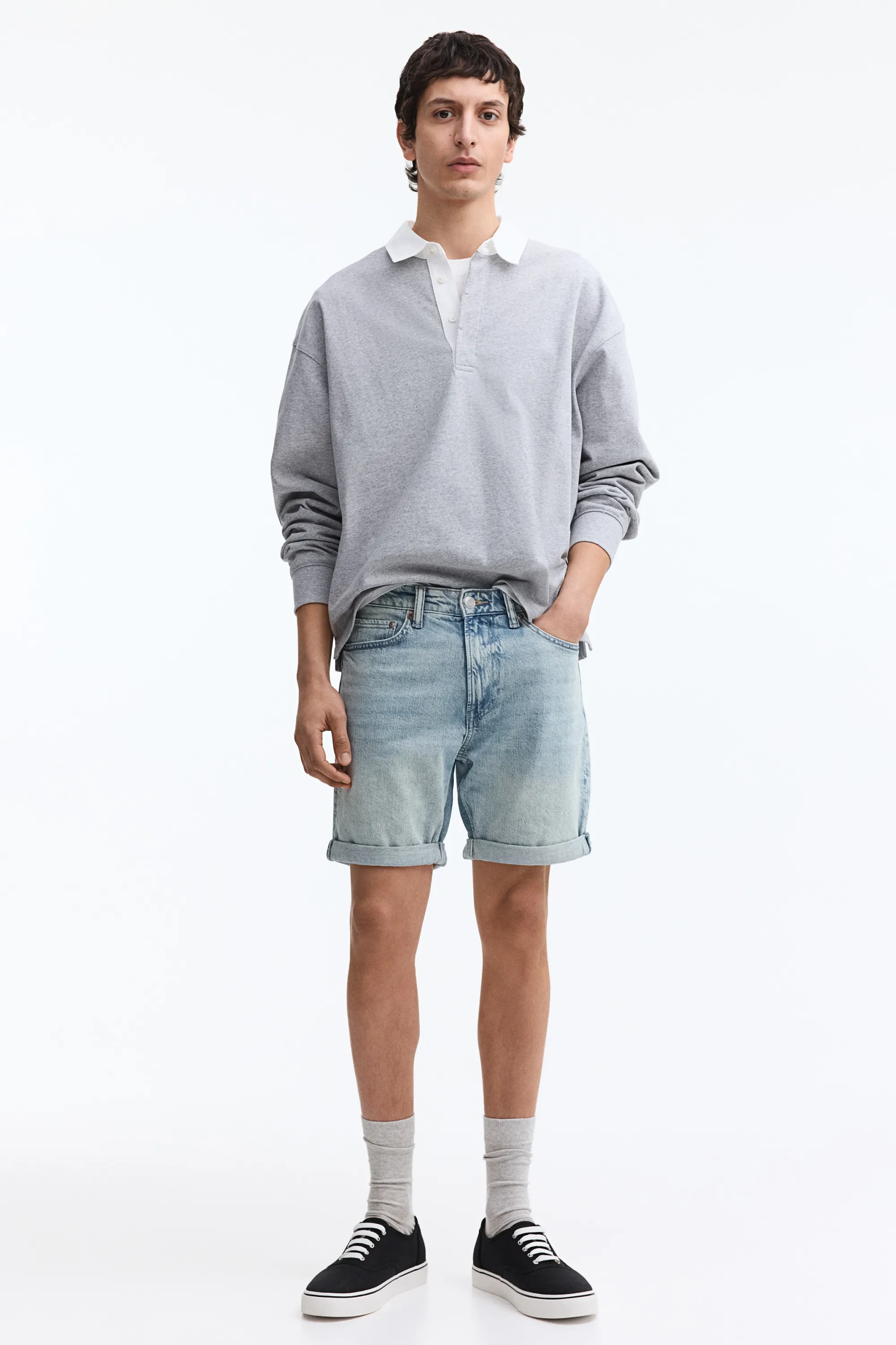 Short Slim en denim - Bleu denim clair