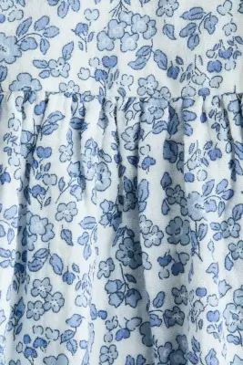 Robe en mousseline de coton - Bleu clair/fleuri — photo 4