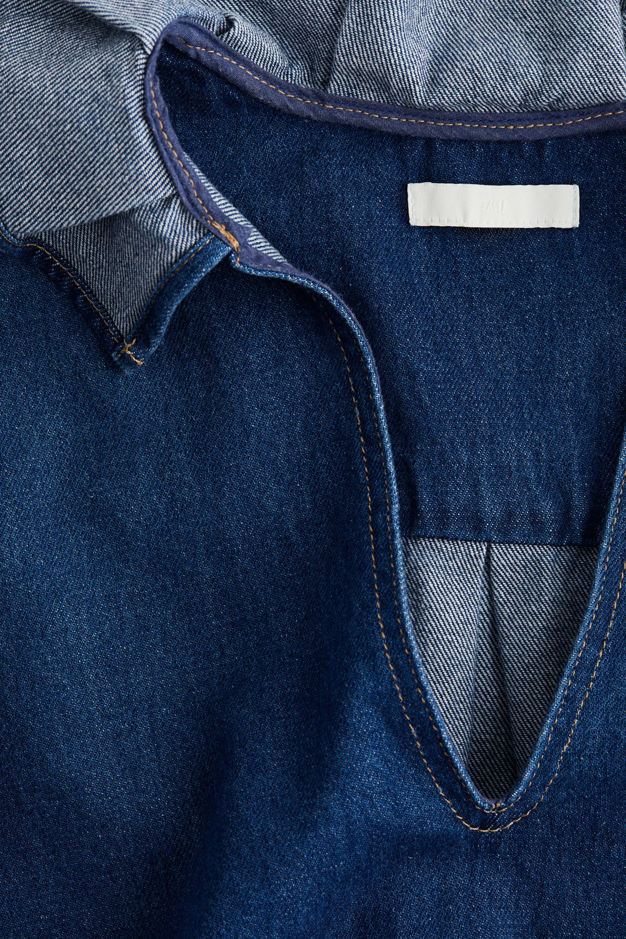 Blouse à col volanté en denim - Bleu denim
