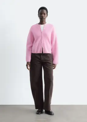 Cardigan en maille d’alpaga mélangé - Rose — photo 2
