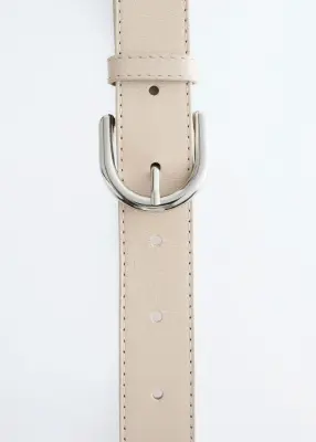Ceinture en cuir classique - Beige — photo 2