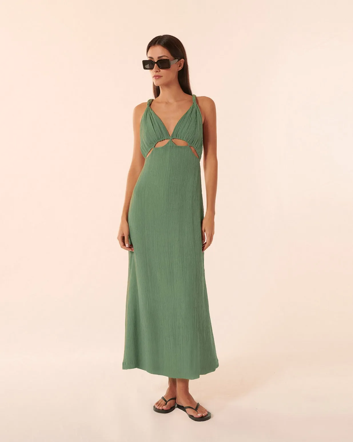 Robe longue Bubble Oil Green – Karma Koma